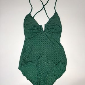 Edith Thais Catalina Green Stripe Retro Swim Suit
